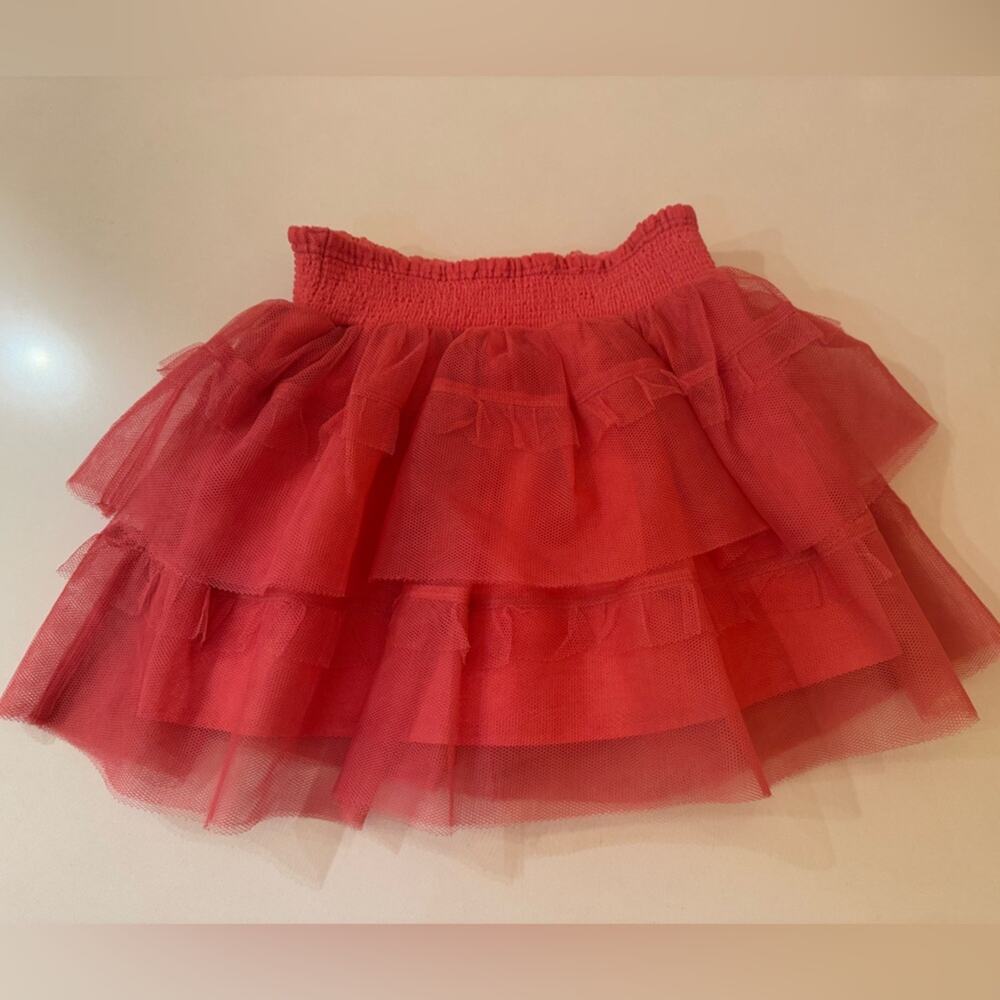 LoveShackFancy girls tiered ruffle pink skirt size 8-9